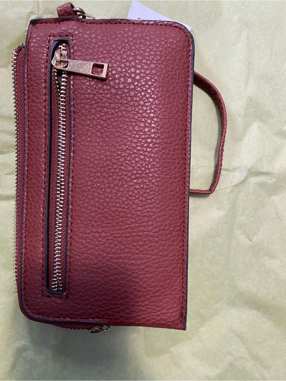 Women's Burgundy Zip Wallet Wristlet